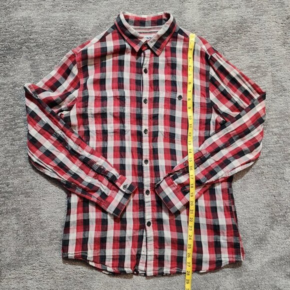 DKNY Classic Fit Button Shirt Medium Long Sleeve Checkered Striped Lightweight - Picture 10 of 11